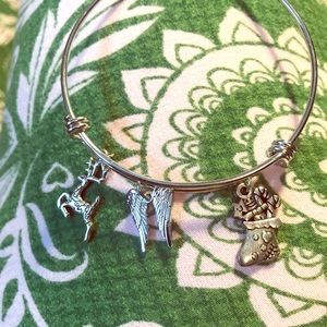 Christmas Reindeer Angel Stocking Charm Bracelet